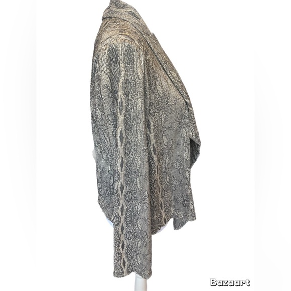 Chico’s luxurious Gold Open Front Blazer Women’s L/12 Long Sleeve Shimmer - Picture 2 of 4